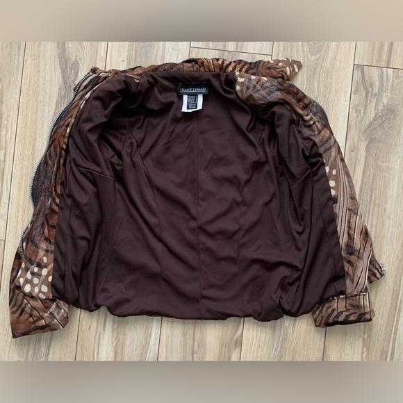 LYMAN Animal print zip fitted knit top or jacket cardigan - Picture 7 of 8